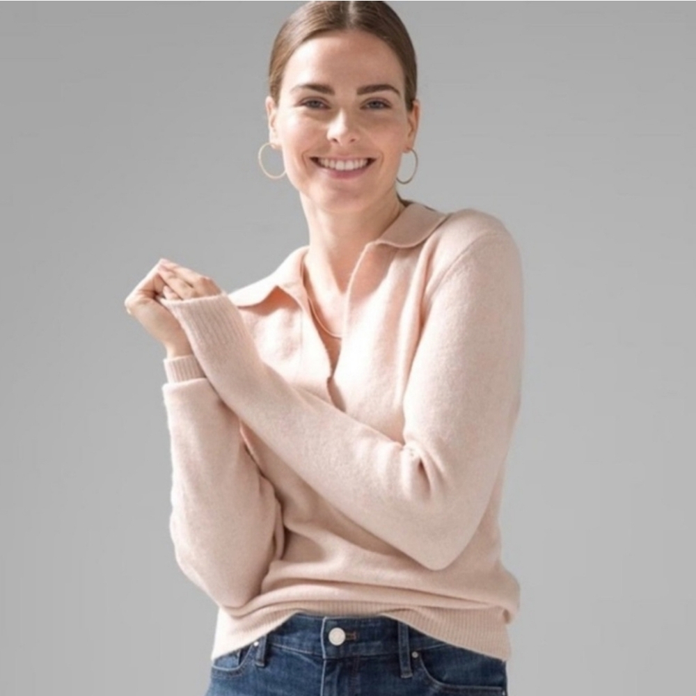 White House Black Market Blush Pink Collared Sweater. Small